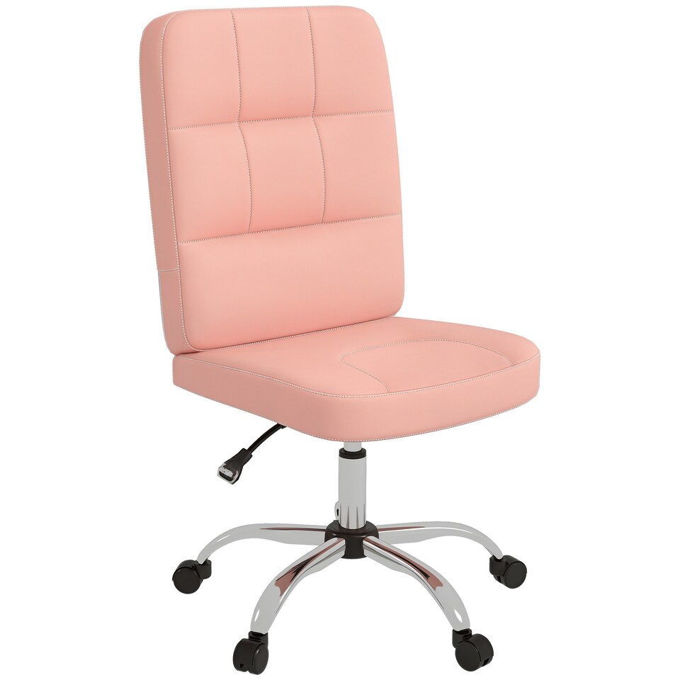 image 1 of Faux Leather Home Office Chair with Adjustable Height, Pink