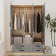 image 6 of 3 Door 4 Drawer Wardrobe With Hanging Rail And Storage Shelf | Brown | Oak Carcass & Grey Door | 1