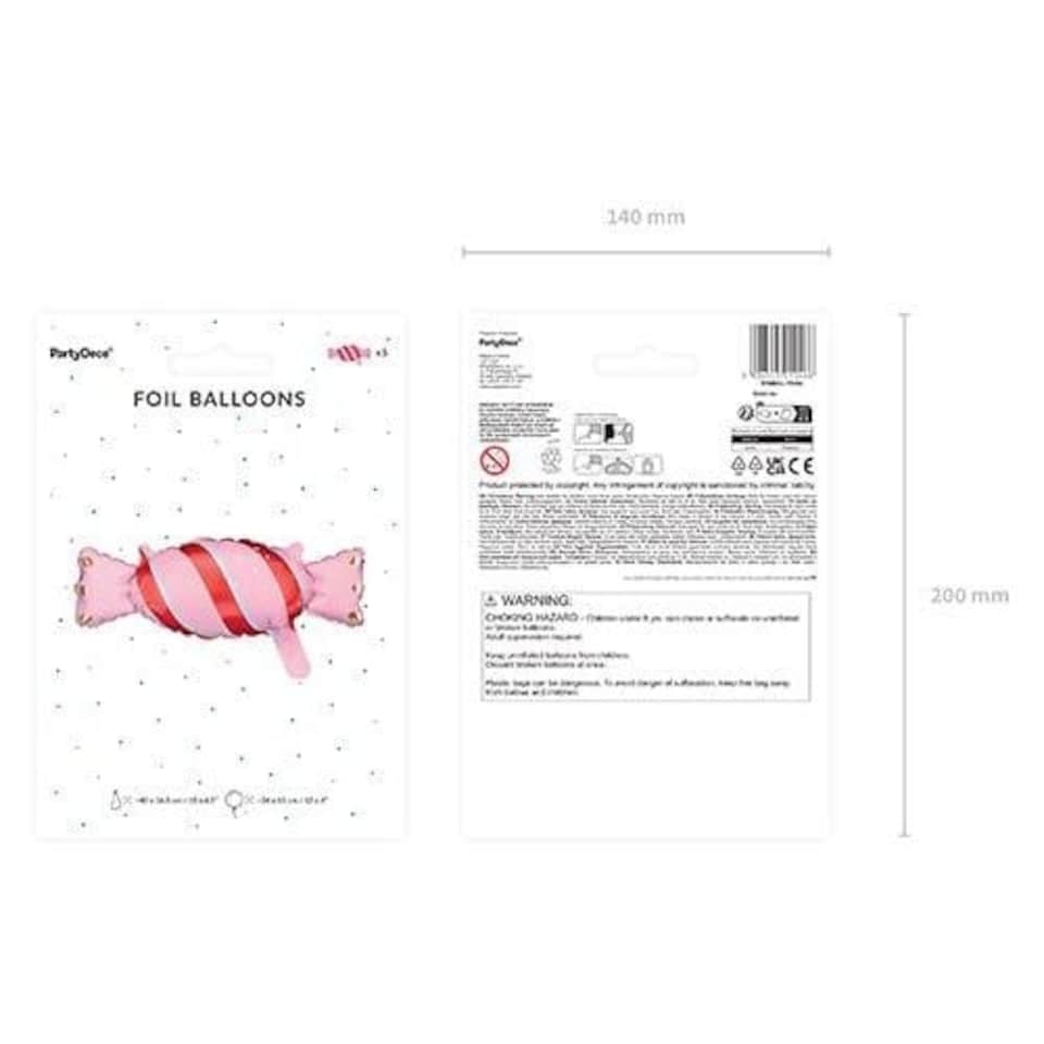 image 1 of Pink Candy Stripe Sweet Mini Air Fill Foil Balloon 40cm / 15 in - Pack of 5 | Pink