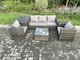 image 1 of Fimous Outdoor Lounge Sofa Set Wicker PE Rattan Garden Furniture Set with 2 Armchairs Side Table Square Coffee Table Dark Grey Mixed