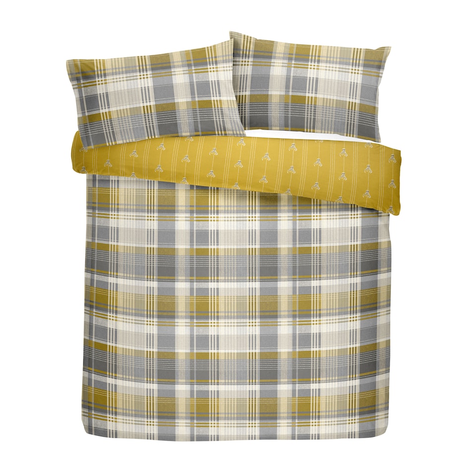 image 1 of D & D Connolly Check Duvet Cover Set Ochre