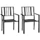 image 1 of Outsunny 2 PCs Stackable Outdoor Garden Chairs with Metal Slatted Design, Black