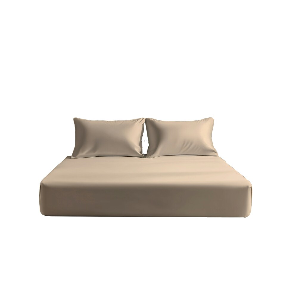 image 1 of Microfibre Soft Touch Fitted Sheet 40cm Extra Deep Skirt Plain Dyed Bed Linen Cream | Cream | Double