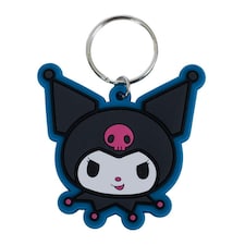 Sanrio Smile PVC Kuromi Keyring - Black/White/Pink - 60mm x 60mm