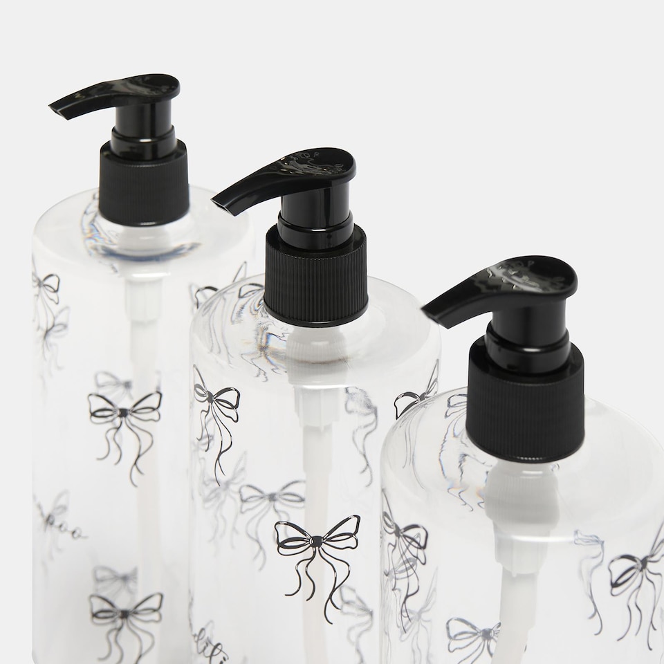 image 1 of OHS 3 Pack Bows Pump Dispenser Bottles Refillable Shampoo Containers