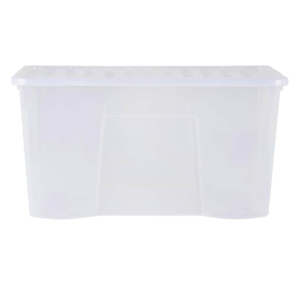image 1 of Wham Crystal 3 x 110L Stackable Plastic Storage Boxes with Lids Clear Clear