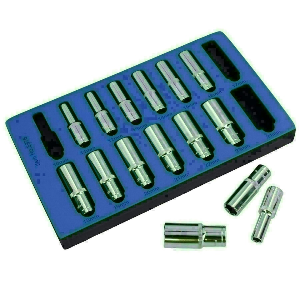 image 1 of 1/2" drive metric sockets double deep 10mm - 24mm by BERGEN AT106
