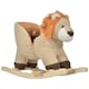 image 1 of HOMCOM Baby Rocking Horse, Plush Ride on Lion Seat for Toddlers 18-36 Months with Sound, Safety Belt, Wood Base, Animal Rocker for Children, Brown