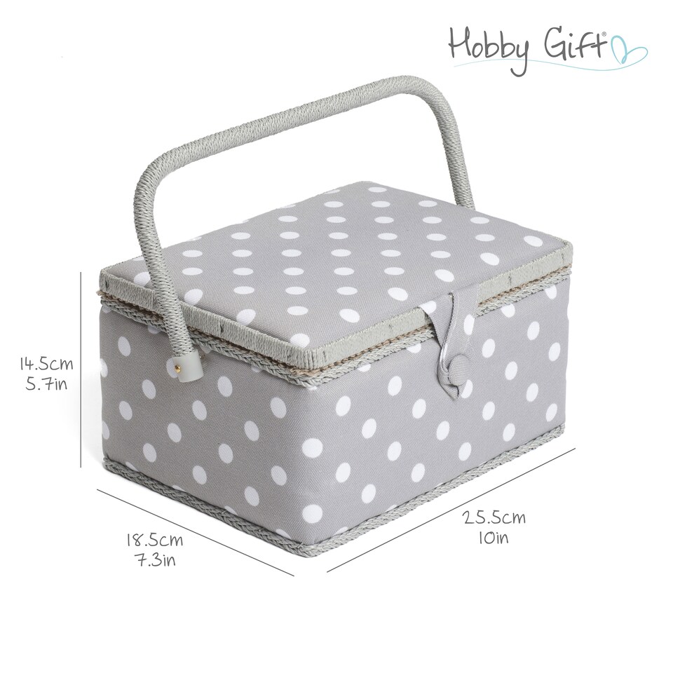 image 1 of Hobby Gift Medium Sewing Storage Box, Grey Spot