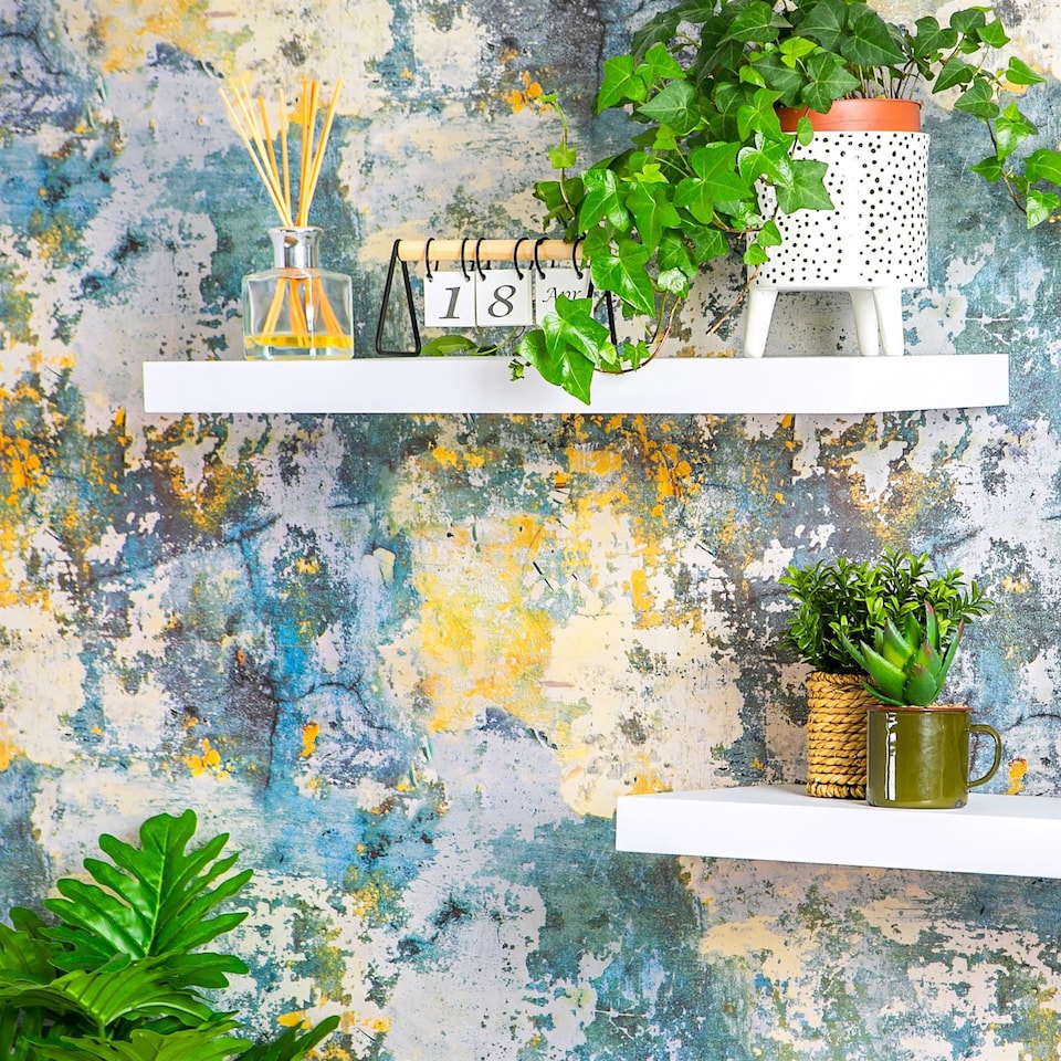 image 1 of Harbour Housewares Modern Floating Wall Shelf - 60cm - White