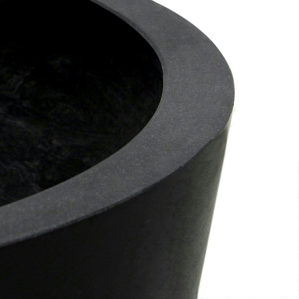 image 1 of Primrose Black Polystone Patio Garden Outdoor Round Planter 70cm