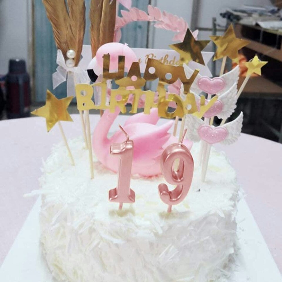 image 1 of Pink Number 4 Candle Pink