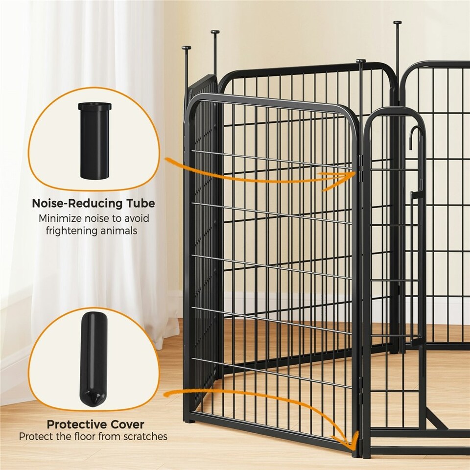 image 1 of Yaheetech 8-Panel Metal Dog Playpen, 66 × 80 cm Black