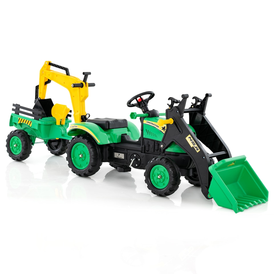 image 1 of COSTWAY Kids Ride On Excavator Pedal car Bulldozer Green