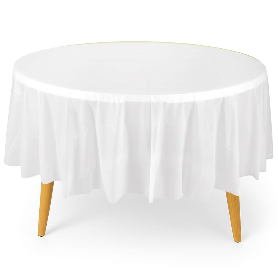 image 1 of Disposable Plastic Table Cover, Waterproof Tablecloth - 84 Inch