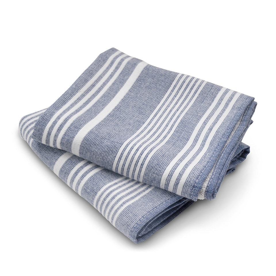 image 1 of Cuisinart Fouta Tea Towels, 2 Piece Set, Blue Stripes