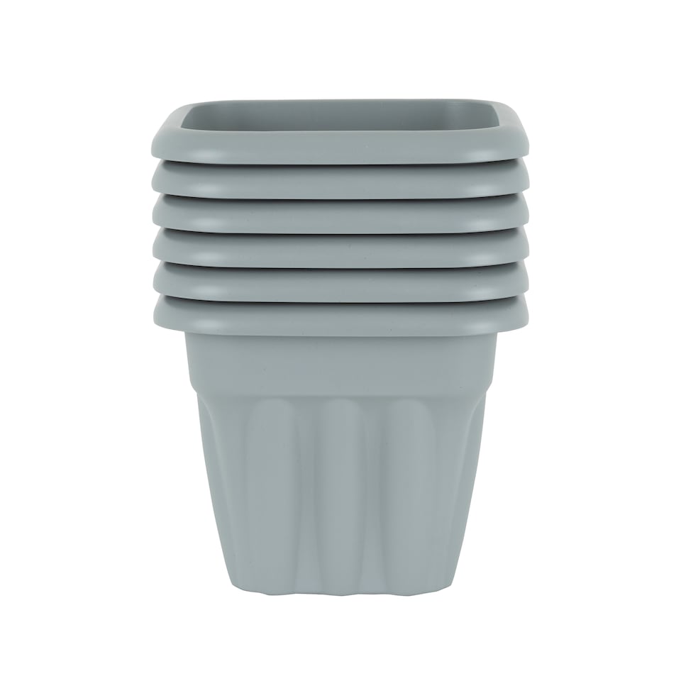image 1 of Wham Vista 6 x 25cm Square Plastic Garden Planters | Grey | Upcycle Grey
