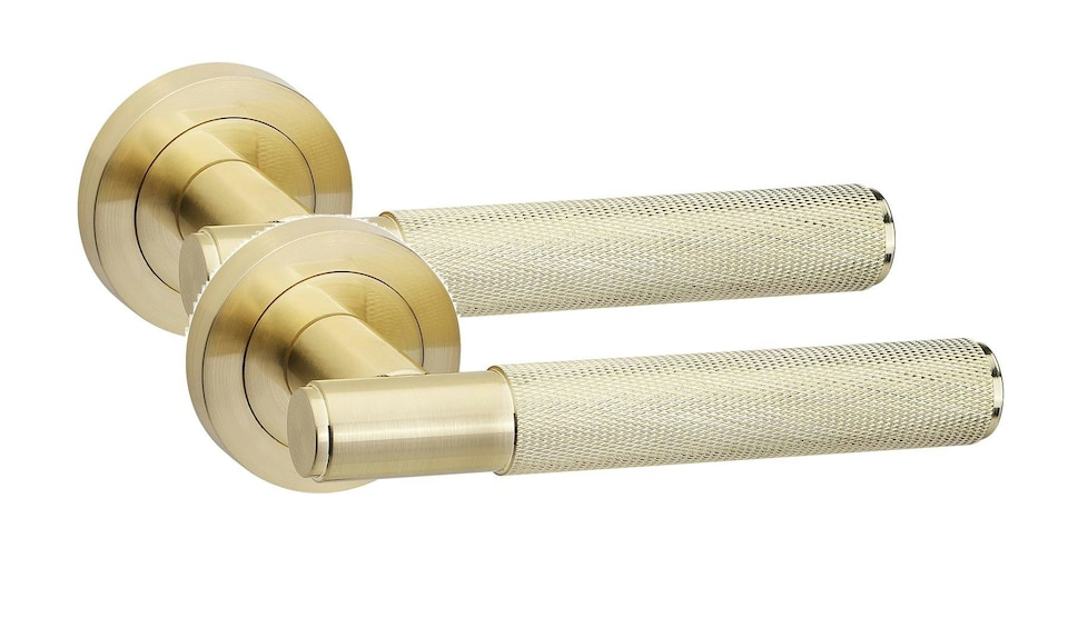 image 1 of Golden Grace 5 Pairs Knurled T-Bar Door Handles in Satin Brass Finish | Gold | 5 Pairs
