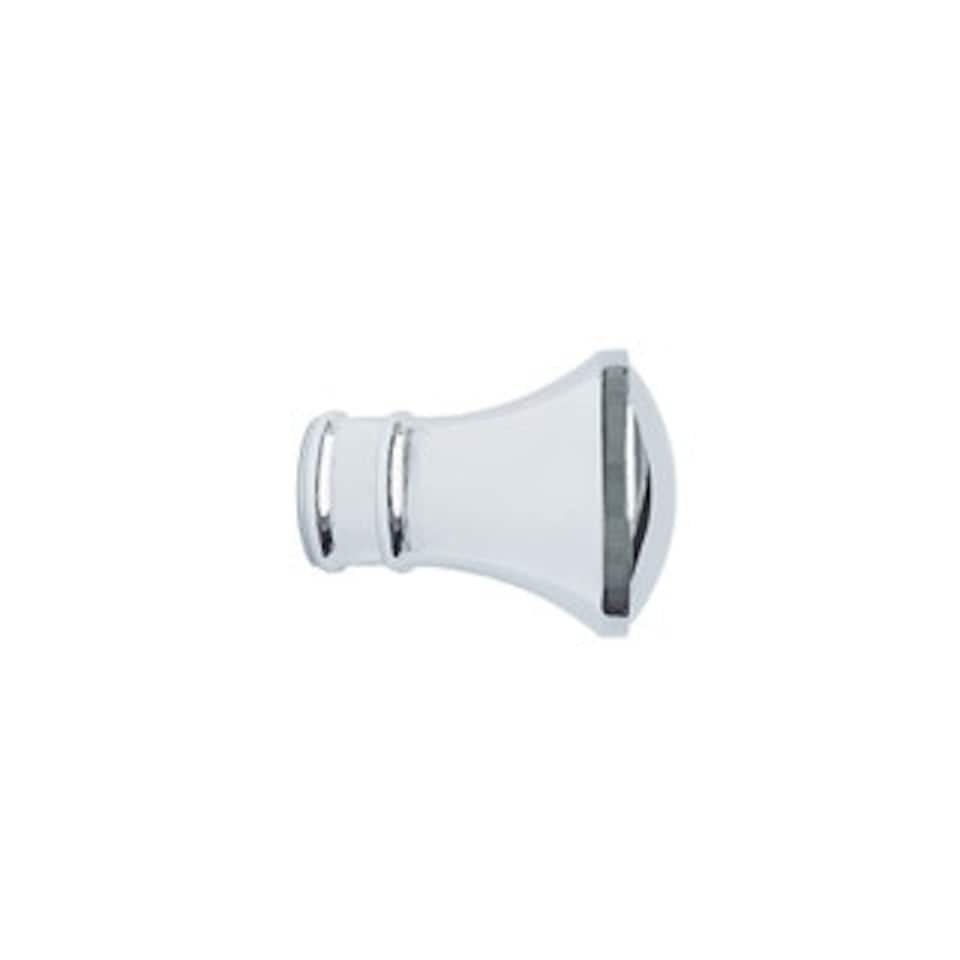 image 1 of 35mm Fixed Length Metal Curtain Pole Set Chrome Trumpet Finial 100cm | Silver | Silver