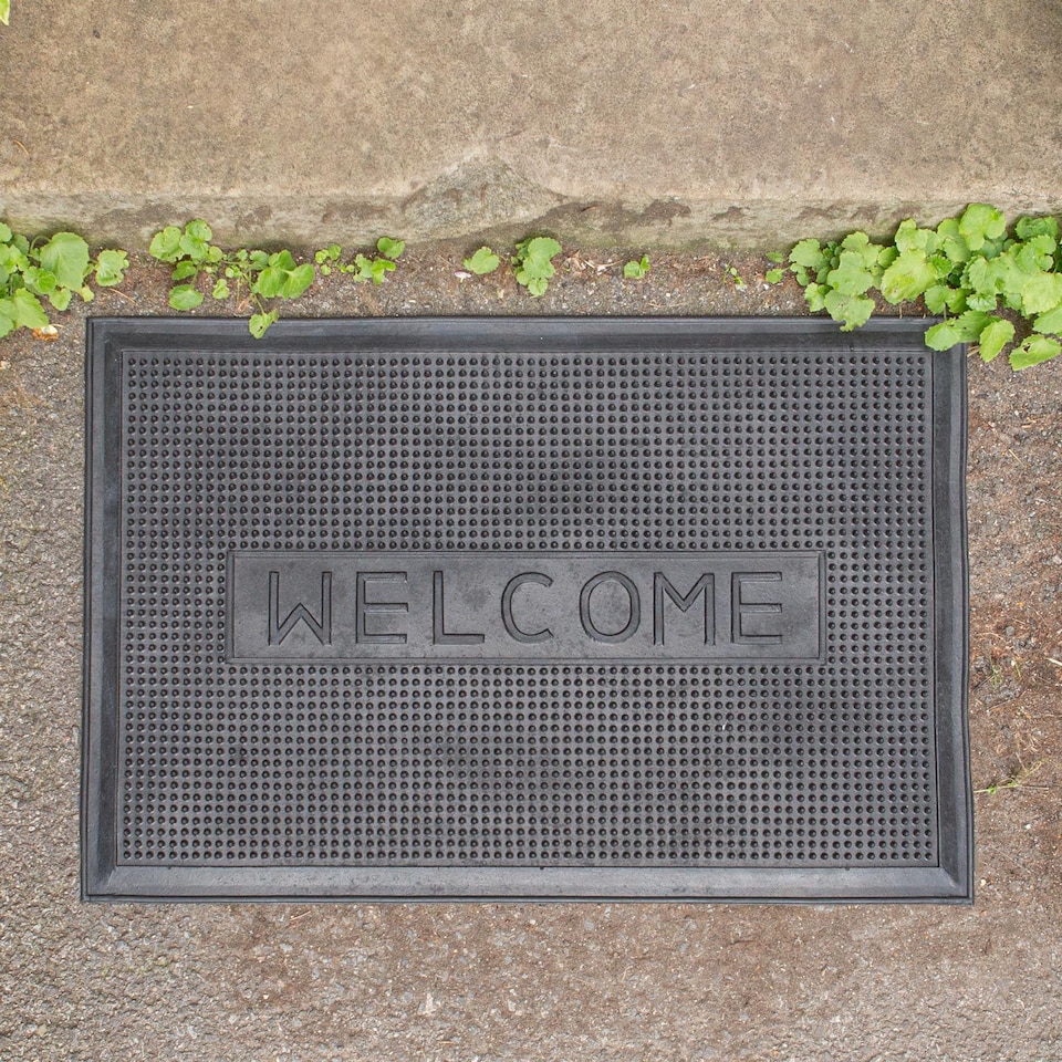 image 1 of Nicola Spring 2x Heavy Duty Door Mats - 60 x 40cm - Welcome - Rubber Indoor Outdoor Floor Mat Dirt Trapper Rug Non Slip Doormat
