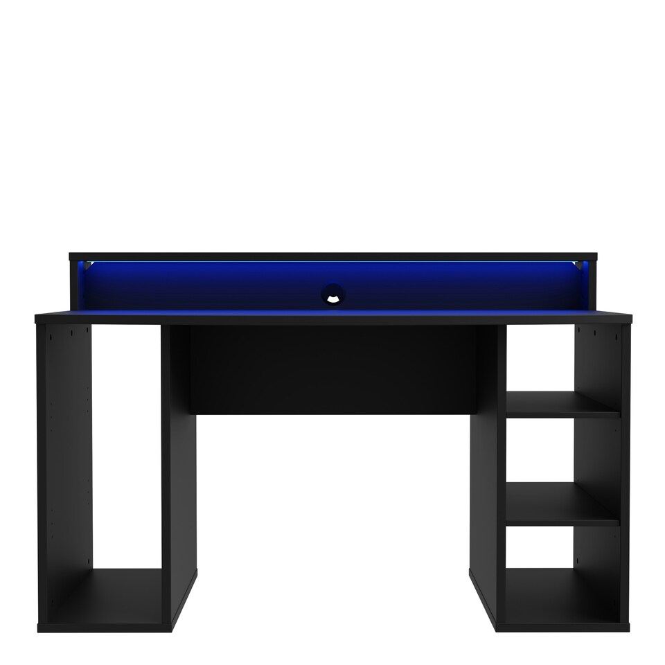 image 1 of Tezaur Black Gaming Desk with Colour Changing LED