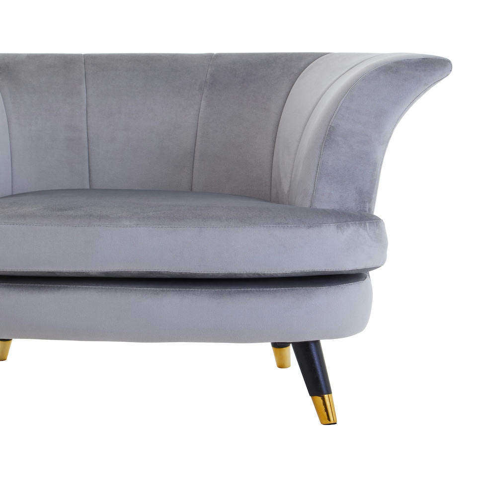 image 1 of Interiors by Premier Grey Velvet Scalloped Chair, Long-lasting Scallop Chair Velvet, Body Supportive Scalloped Armchair
