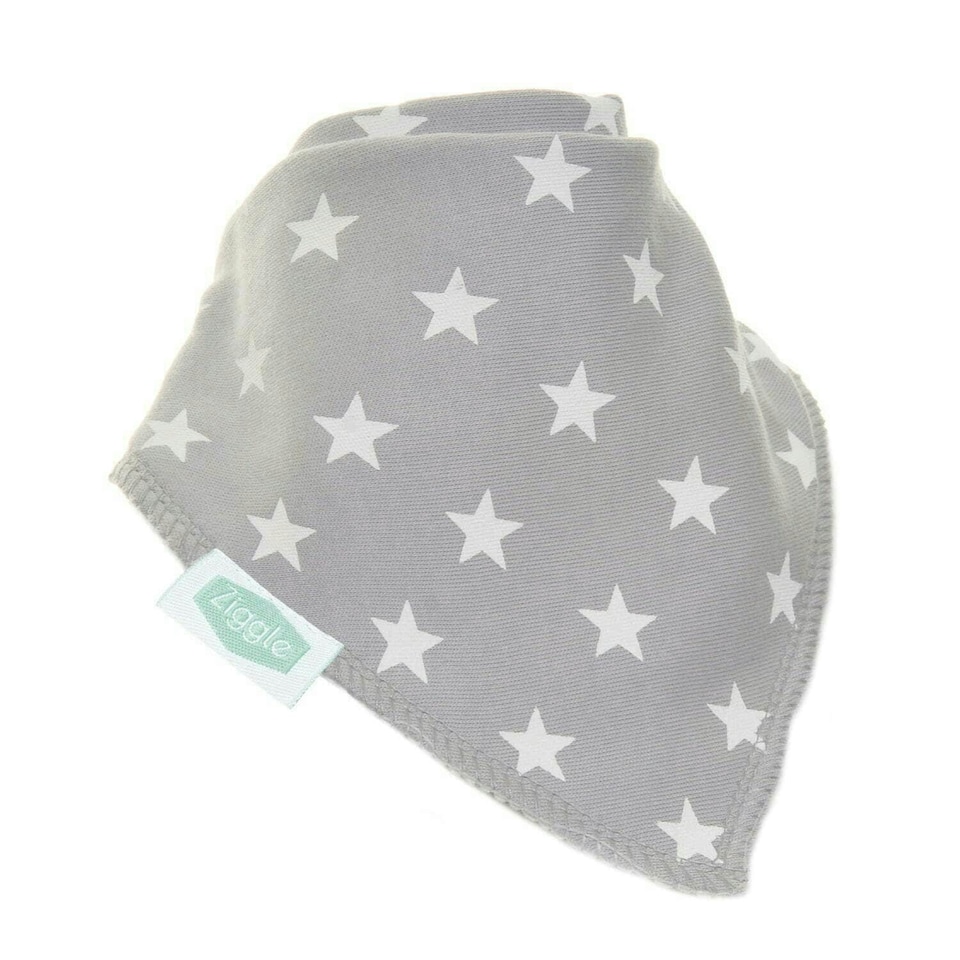 Ziggle Baby Dribble Bib Grey With White Stars | Grey | One Size | 1