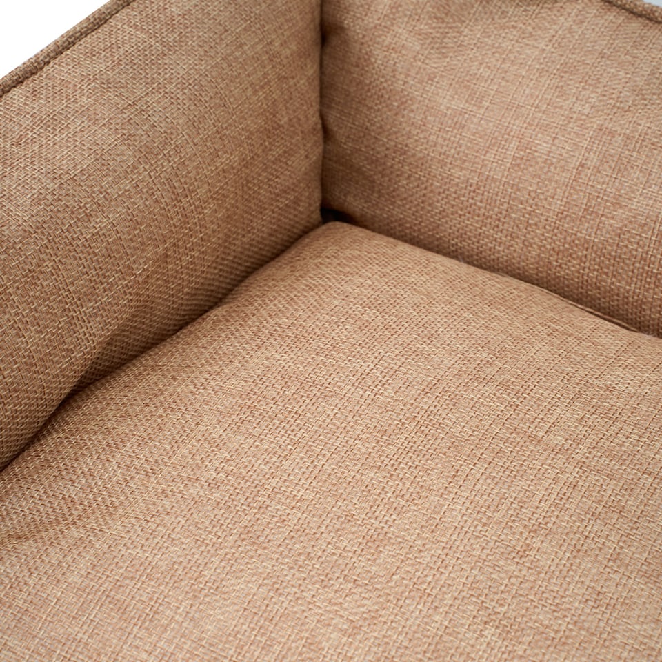 image 1 of Living and Home Linen Woven Pet Bed with Anti-Slip Bottom for Cats & Dogs | Multi | Kakhi Plaid | M