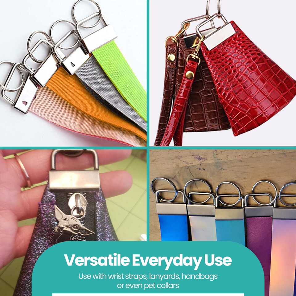 image 1 of 25mm Lanyard Keychain Hardware Fob Key Ring with Ring Clamps - 5pcs