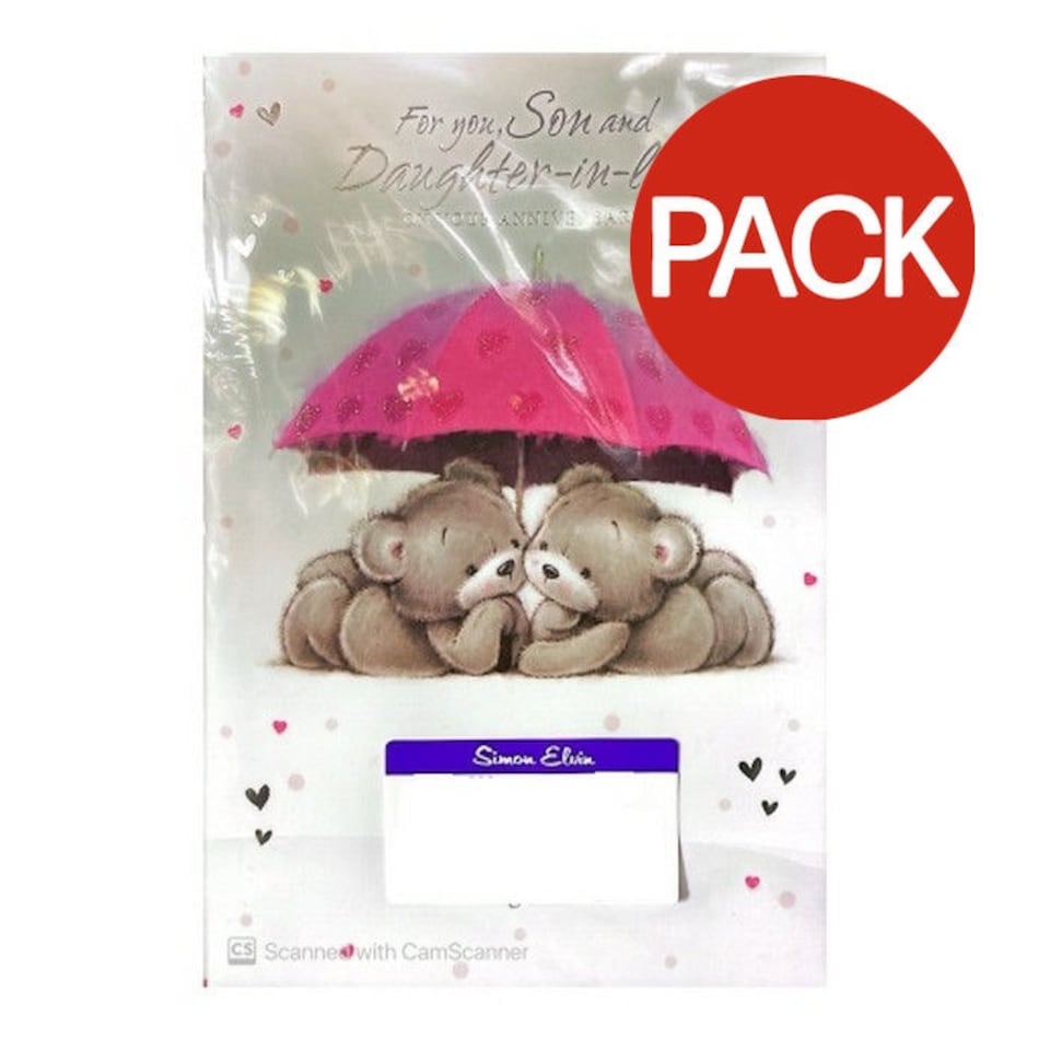 Simon Elvin For You Son And Daughter In Law Anniversary Greetings Card (Pack of 6) - Multicoloured - One Size