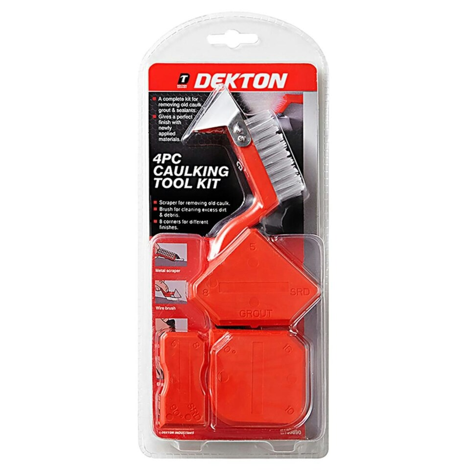 image 1 of Dekton 4pc Caulking Tool Kit Sealant Remover Grout Cleaner and Finishing Kit