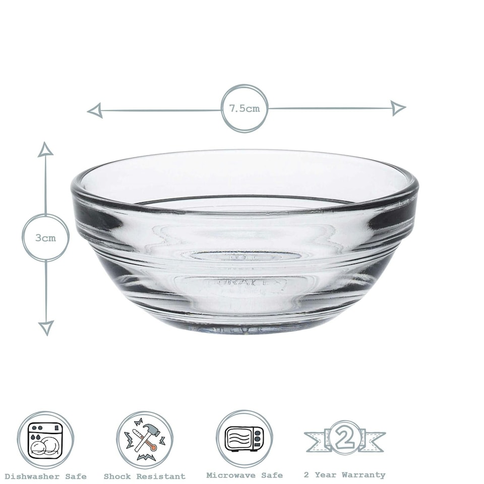 image 1 of Duralex Lys Stacking Glass Cooking / Ingredients / Food Bowl - 7.5cm Clear