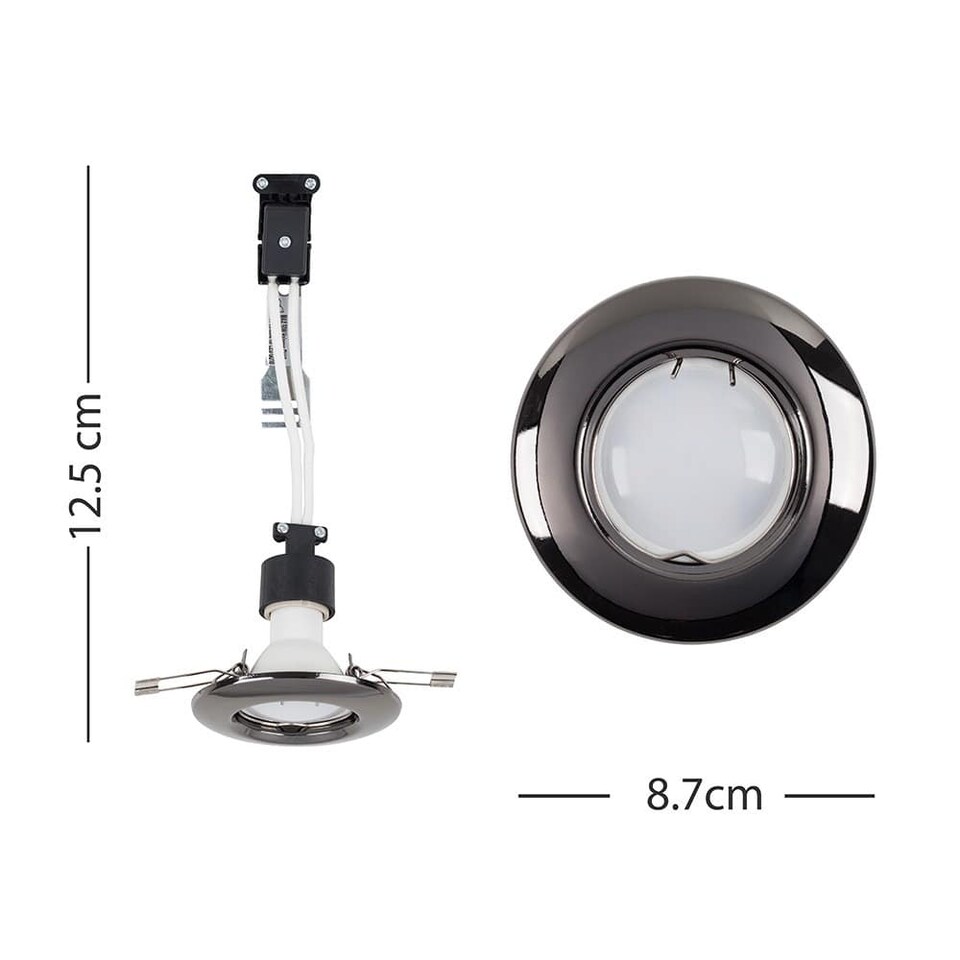 image 1 of ValueLights Downlight Fixed Black Chrome Ceiling Light Fitting Single Pack