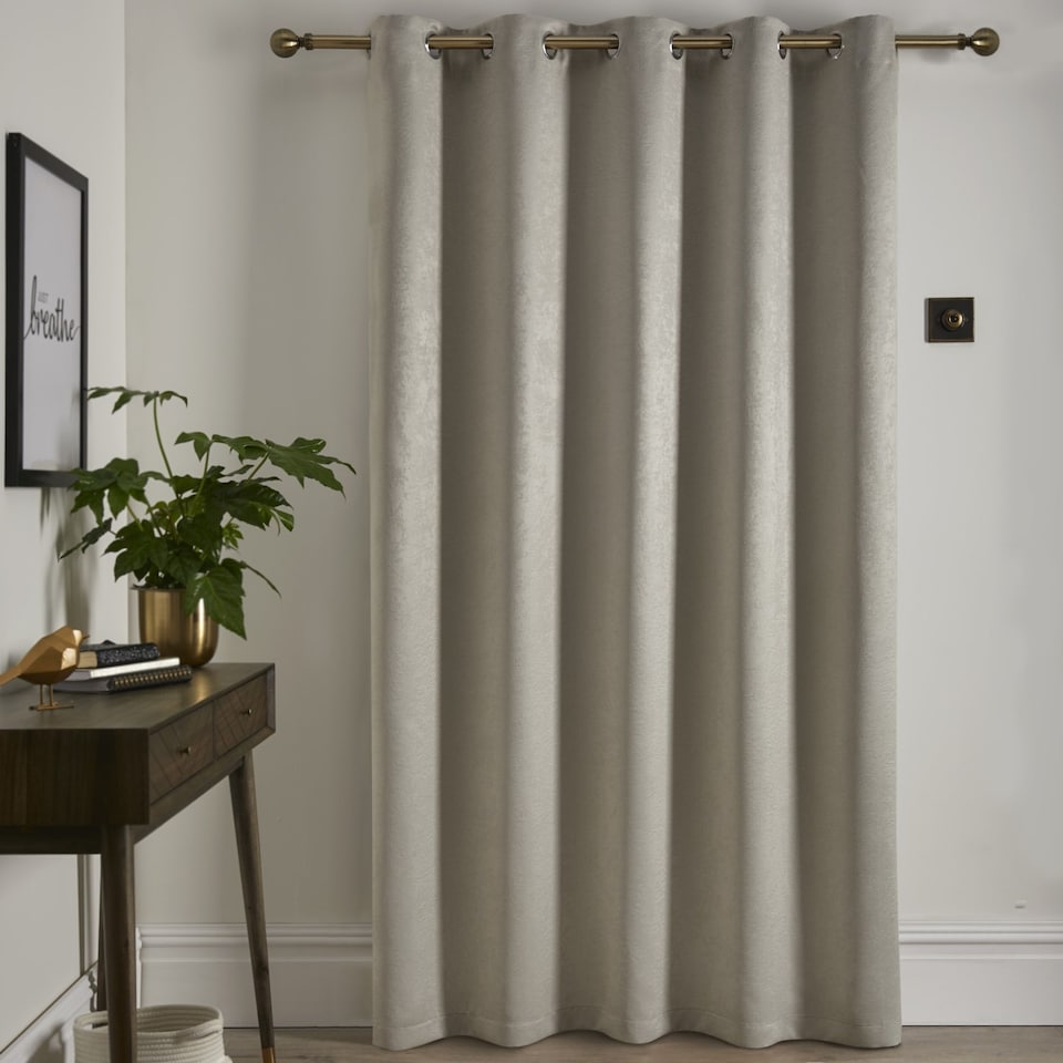 image 1 of Fusion Strata Eyelet Single Panel Door Curtain Natural