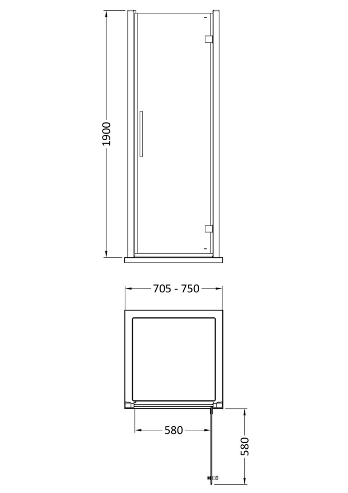 image 1 of Balterley Sonic Hinged Shower Door with Toughened Safety Glass and Easyfit Assembly System | Silver | Chrome | 1