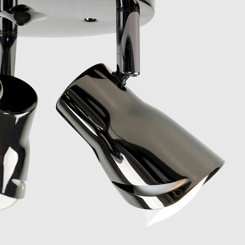 image 1 of ValueLights Modern Black Chrome 3 Way Sleek Round Adjustable Ceiling Spotlight