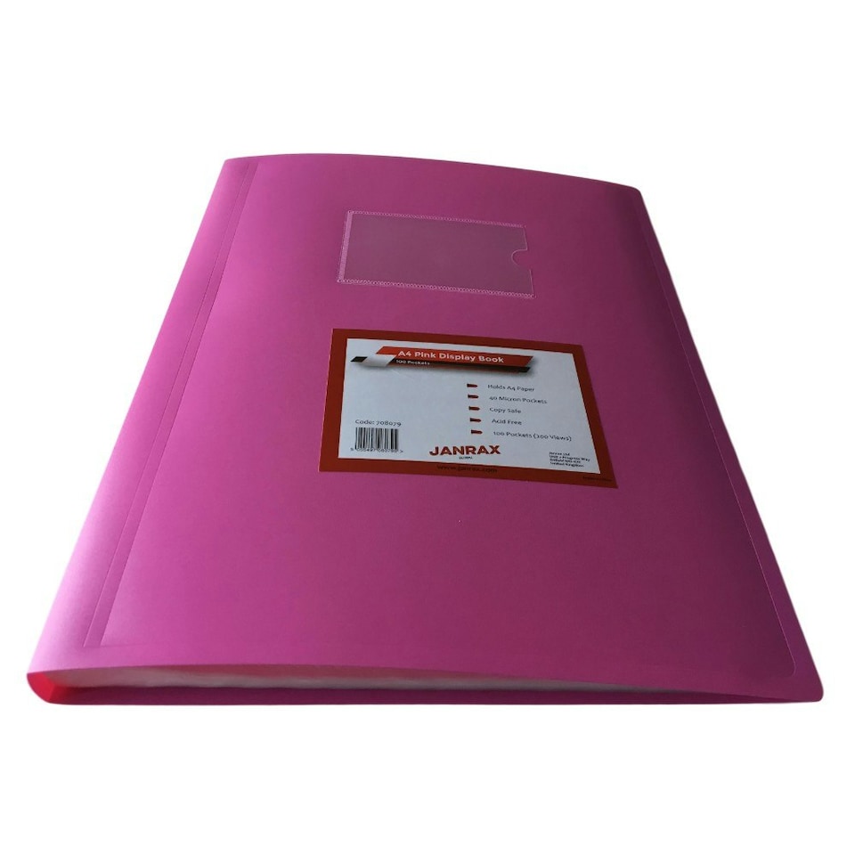 image 1 of A4 Pink Flexible Cover 100 Pocket Display Book