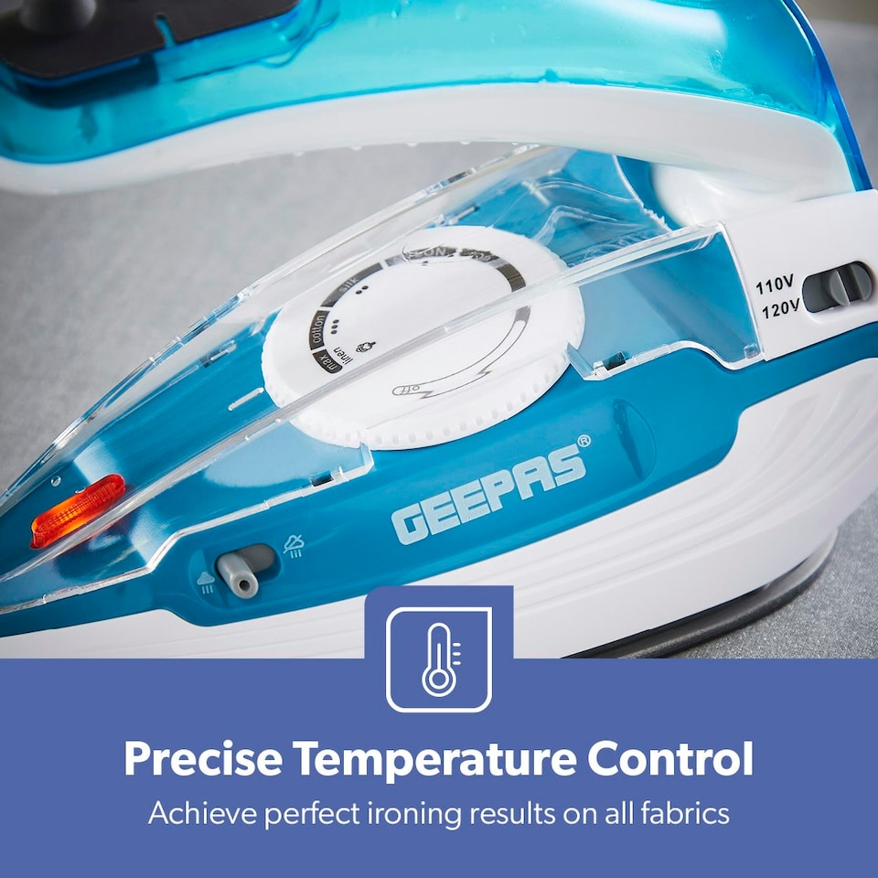 image 1 of GEEPAS Travel Steam Iron | Clothes Dry & Steam Press, 1100W