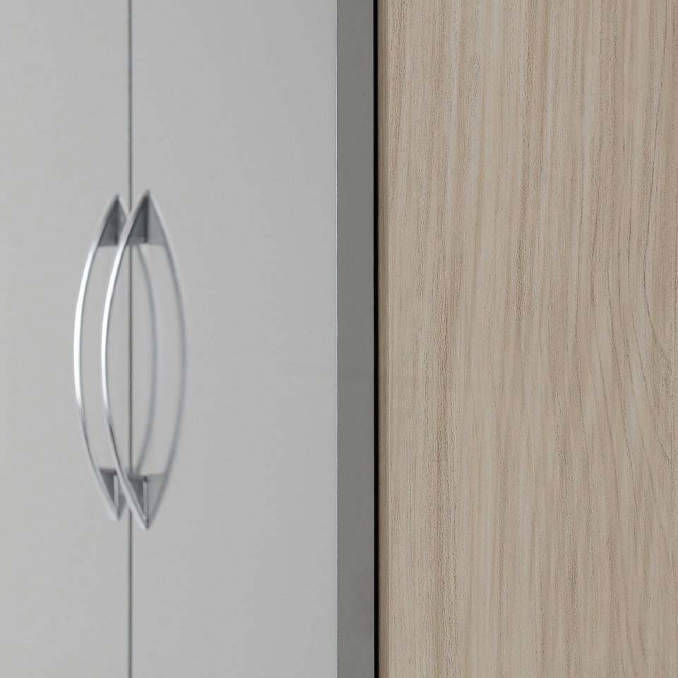 image 1 of Nevada 2 Door 1 Drawer Wardrobe - L52 x W78 x H182.5 cm - 3D Effect Grey | Grey | 3D Effect Grey