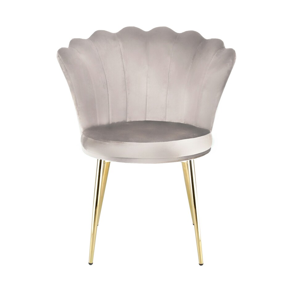 image 1 of FREYA Petal Chair Velvet Upholstered Fabric - Taupe Grey | Taupe