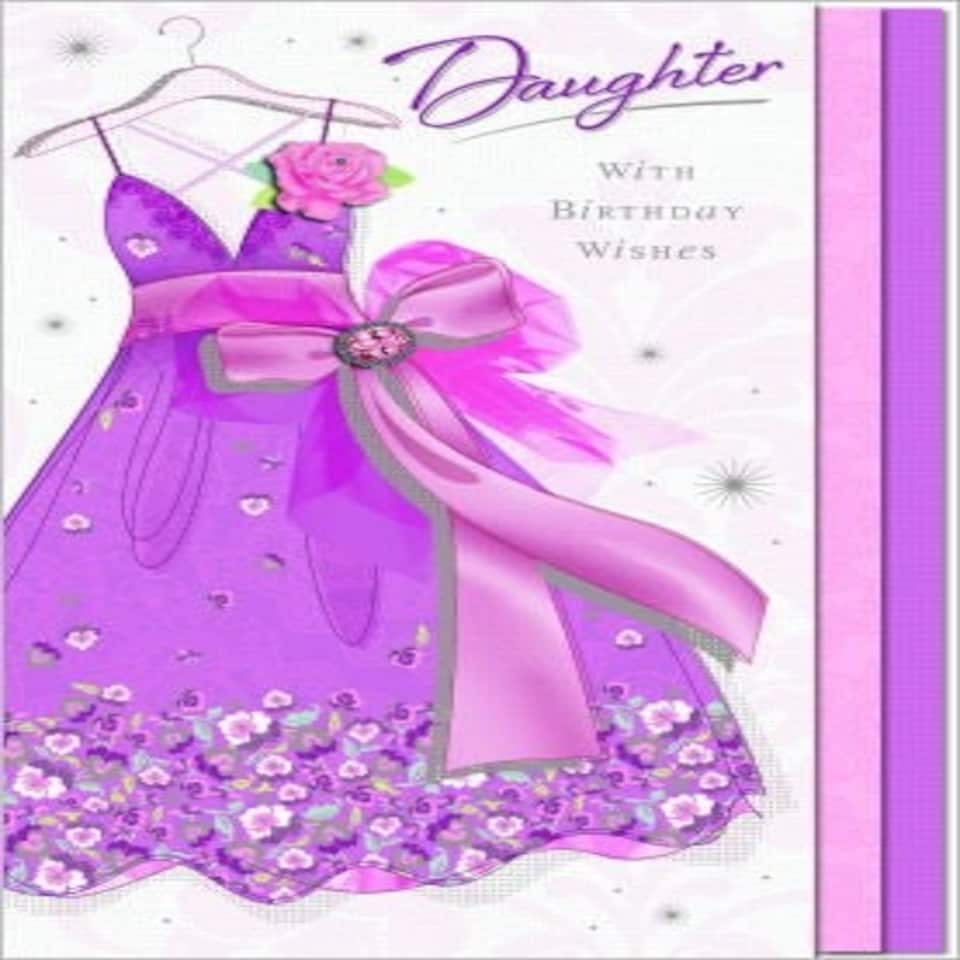 image 1 of Daughter Purple Dress Large Quality Birthday Greeting Card