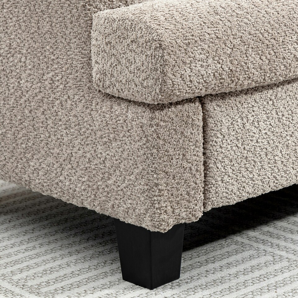 image 1 of HOMCOM 138 cm Chenille Fabric Loveseat Sofa with S-springs, Light Brown Cream