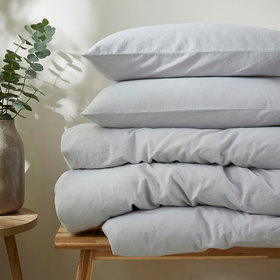 image 1 of Touch Of Linen - Ice Blue - Duvet Cover Set (Includes 2 Pillowcases - 1 For Single) Blue | Ice Blue | Double