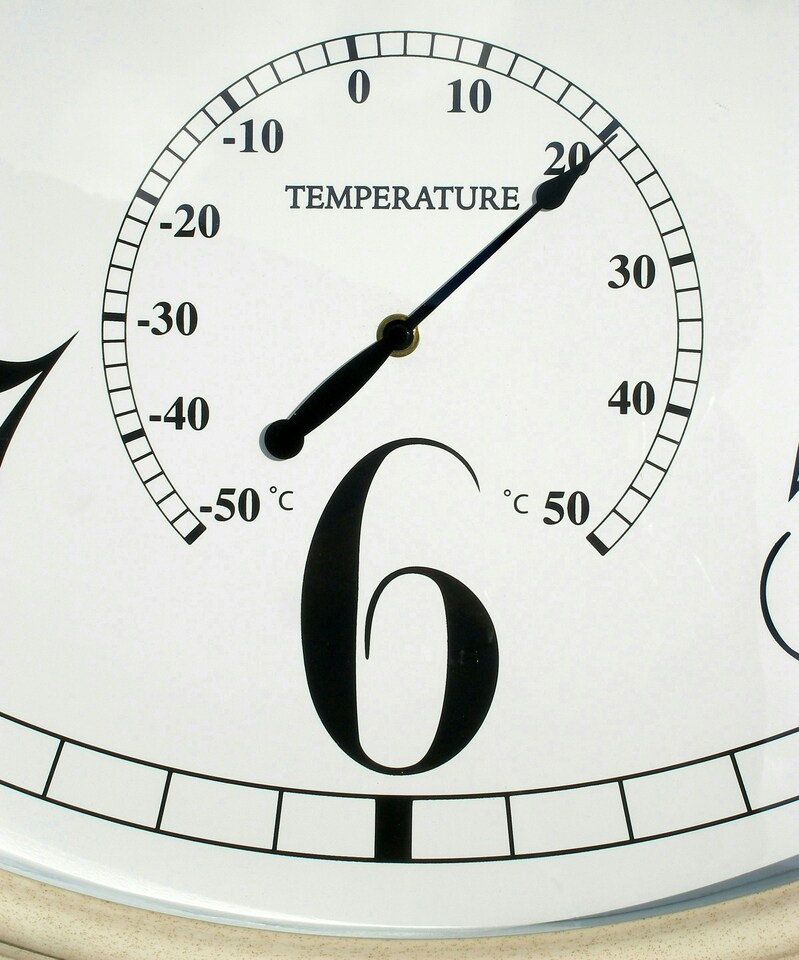 image 1 of Primrose Outdoor Garden Wall Clock with Thermometer Big Time 90cm Diameter