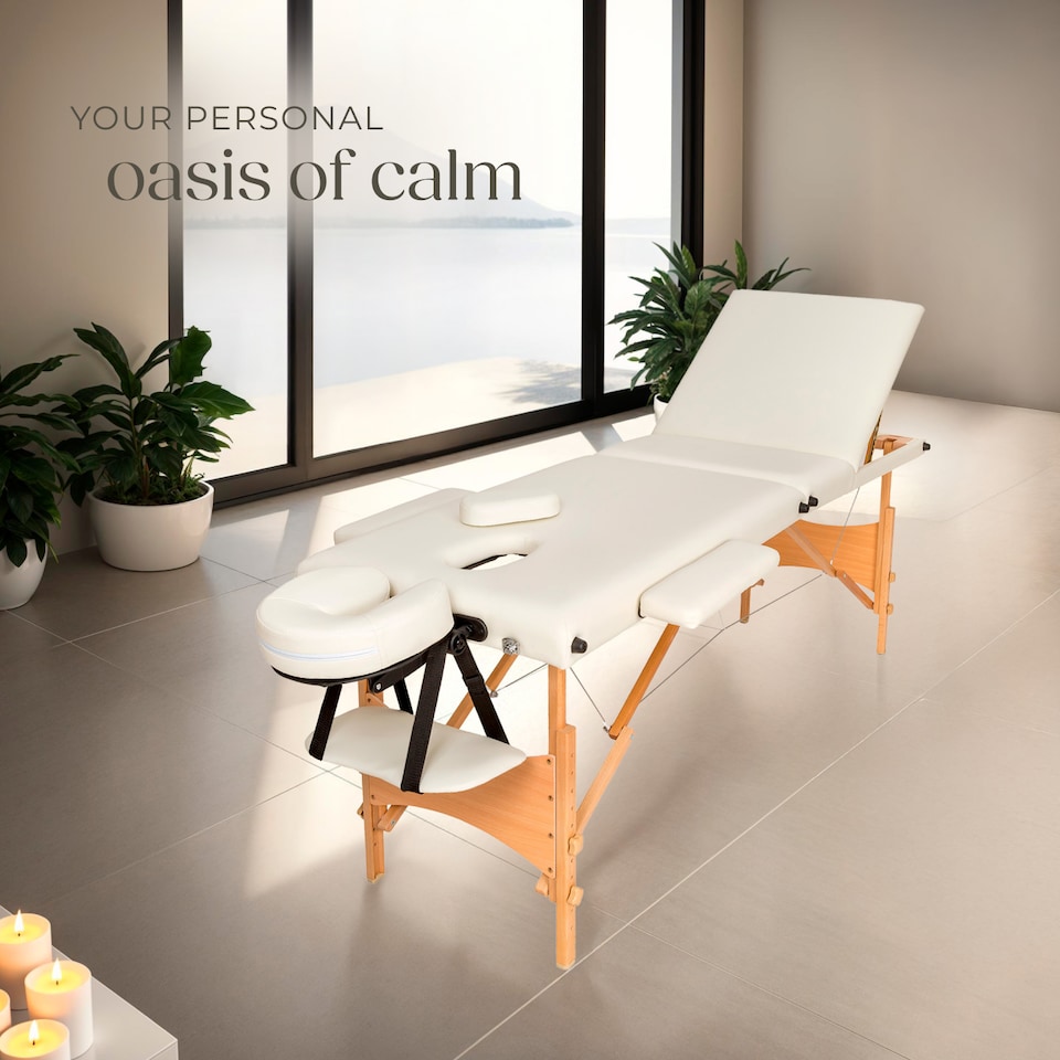 image 1 of Massage Table Daniel - 3-zones, carry bag, head and armrests, 5 cm thick padding | Cream | beige | 1