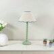 image 3 of ValueLights Bobbles Sage Green Bobbin Table Lamp with Blue Trim Scallop Shade & LED Bulb