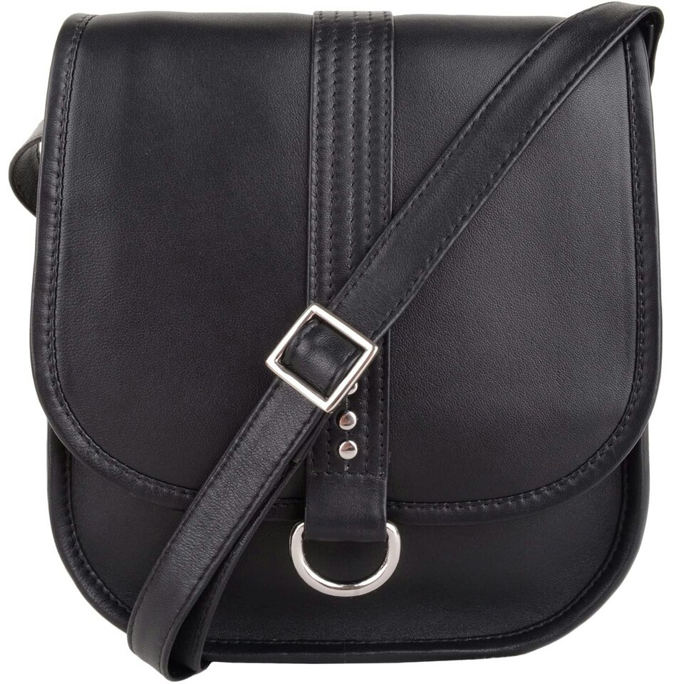 image 1 of Genuine Soft Leather Sadle Bag Style Crossbody Shoulder Handbag White | Ivory