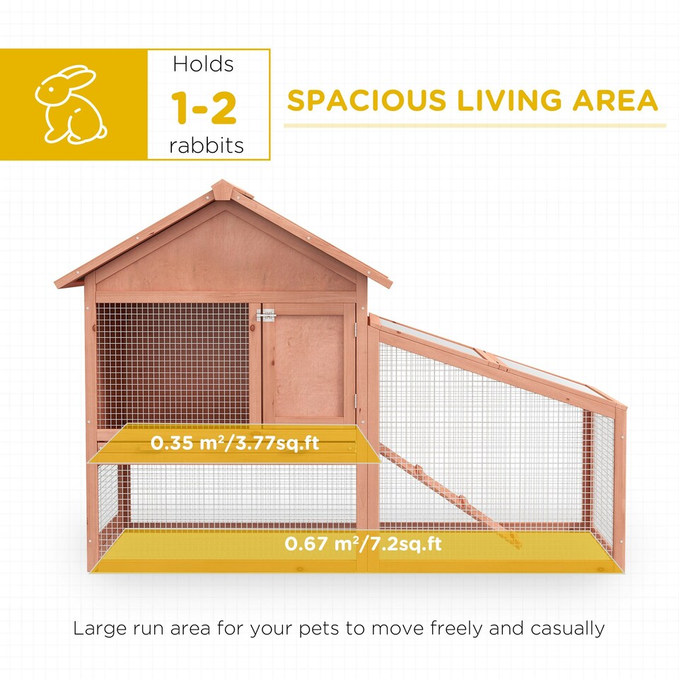 image 1 of PawHut Rabbit Hutch, 2 Tier Bunny House with Asphalt Roof, Ramp, tray, Green