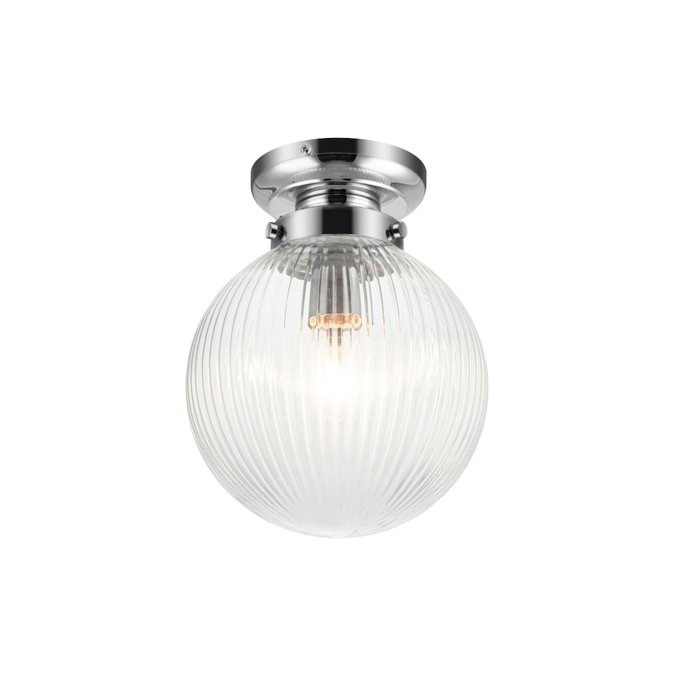 image 1 of COSYLYTE Finley Bathroom Ribbed Glass Ceiling Light Bronze | Antique Brass