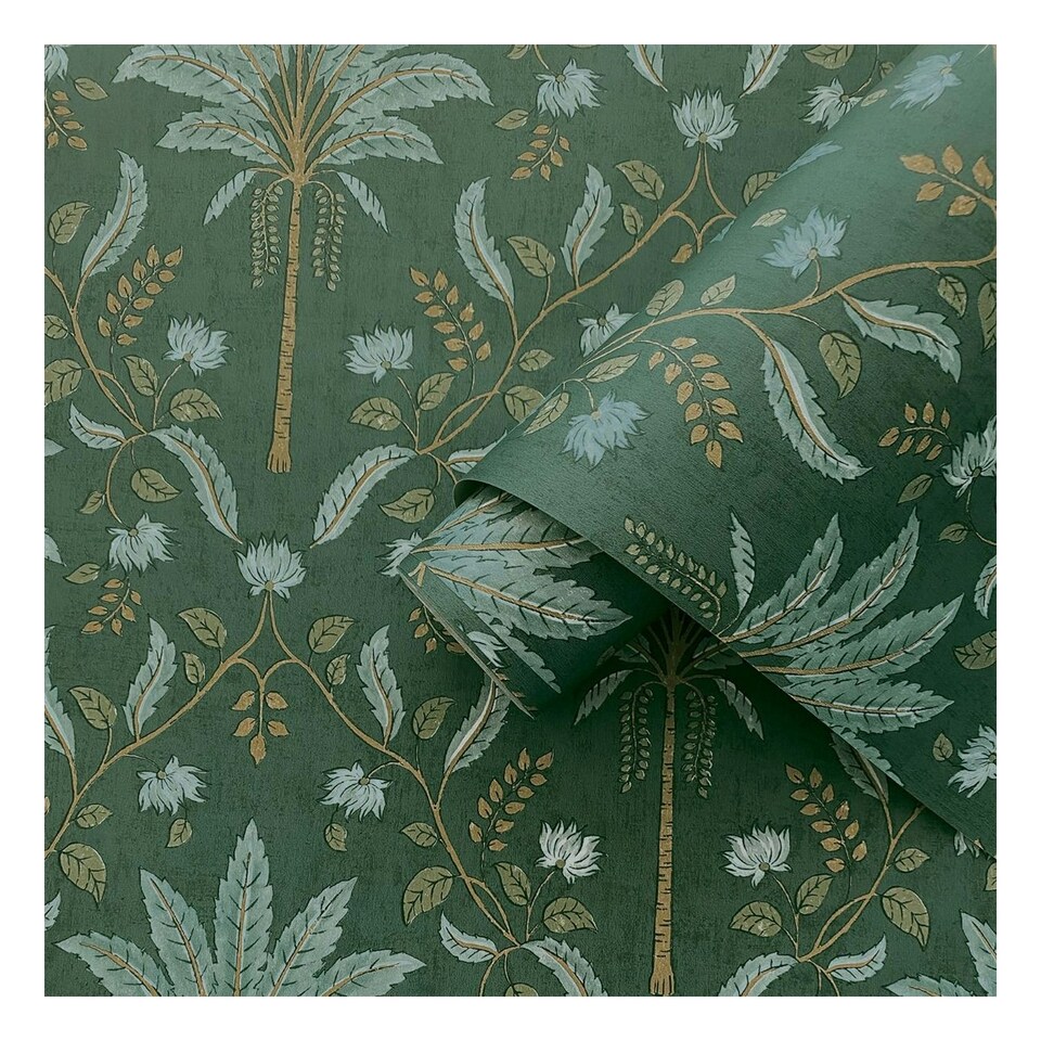 image 1 of Holden Décor Eastern Horizons Palm Trellis Wallpaper - Teal - 10m x 53cm Green